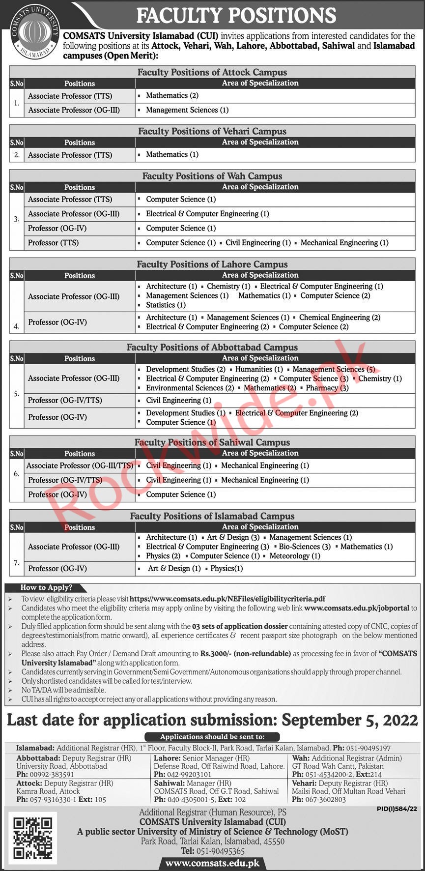 Exciting CarJobs in COMSAT University Islamabad